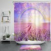 Purple Lavender Field Sunrise Landscape Printed Shower Curtain for Bathroom Decor â€“ Scenic Escape