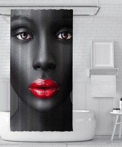 Red Lip African American Shower Curtain - Elegant Bathroom Decoration