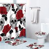 Red Roses Skull Flower Shower Curtain Set for Gothic Bathroom Decor