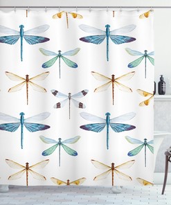 Regular Lines Dragonfly Shower Curtain for Modern Bathroom
