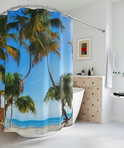 Relaxing Coastal Beach Shower Curtain for Bathroom Decor