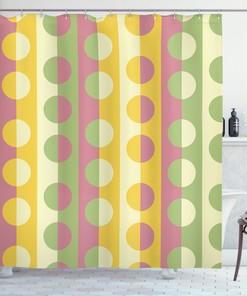 Retro Geometric Stripe Print Abstract Shower Curtain for Mid Century Bathroom Decor