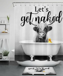 Retro Highland Cow Bathtub Get Naked Shower Curtain for a Fun and Quirky Bathroom