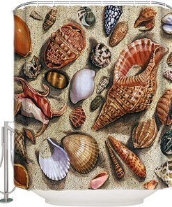 Retro Seashells Shower Curtain for Your Beachy Bathroom Decor