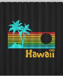 Retro Vintage Hawaii Shower Curtain Printed Bathroom Fabric Home Decor