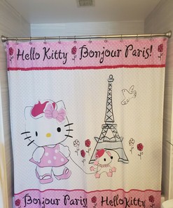 Rhinestone Hello Kitty Shower Curtain, Glamorous Bathroom Decor