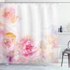 Romantic Victorian Flowers Shower Curtain, Nature Garden Image Cloth Bathroom Decor, Pale Pink Hot Pink