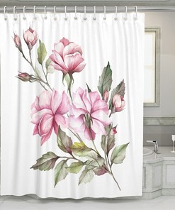 Rose Watercolor Shower Curtain for Modern Home and Hotel Bathroom Decoration