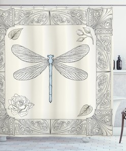 Royal Rose Dragonfly Shower Curtain for Luxurious Bathroom