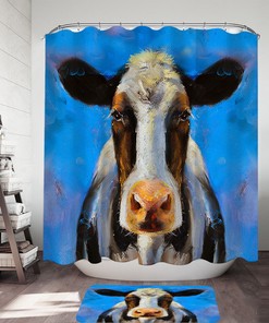 Rustic Cow Shower Curtain for a Warm and Cozy Bathroom Decor