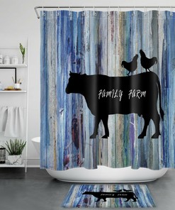 Rustic Farmhouse Chicken and Cow Autumn Shower Curtain for Your Bathroom Decor