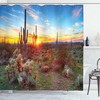 Saguaro Desert Scene Shower Curtain, Wildflowers Cloth Bathroom Decor, Multicolor
