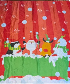 Santa, Snowman, and Penguin Christmas Shower Curtain for Bathroom Decor with Bathroom Decor
