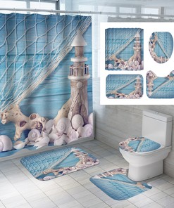 Sea Shell Shower Curtain and Mat for Your Coastal Bathroom Decor