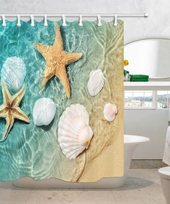Seashell Starfish Shower Curtain for Your Coastal Bathroom Decor