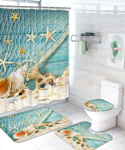 Seashell Starfish Shower Curtain for a Beachy Bathroom Decor