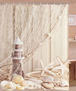 Seashell and Starfish Beach Shower Curtain
