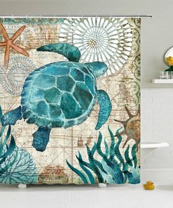 Seaturtle Shower Curtain - 3D Ocean Animal Bath Curtain for Creative Bathroom Decor
