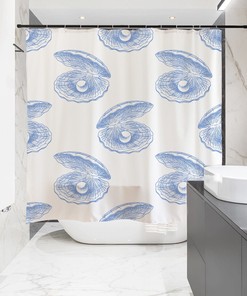 Shell Clam Pearl Home Bath Decor Minimalist Style Waterproof Shower Curtain