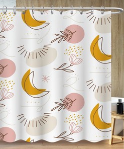 Shower Curtain with Bee and Flower Design, Minimalist White Bathroom Decor, Waterproof Plastic Material - Home Decor
