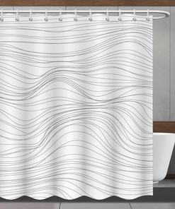 Shower Curtain with Minimalistic Style and Abstract Lines, Perfect for Bathtub Decor - Bathroom Curtain
