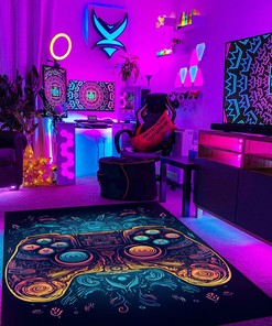 Shufflezone Gaming Rugs for Boys' Room, Game Controller Area Rug for Game Room or Bedroom, Teen Boys' Gaming Carpet