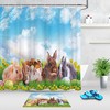 Sky Blue Green Grass Easter Rabbit Shower Curtain Bathroom Decor