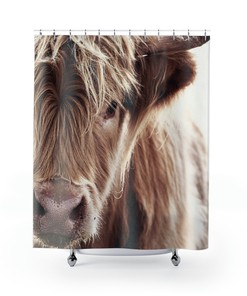 Southern Prairies Highland Cow Shower Curtain, Rustic Bathroom Accessory