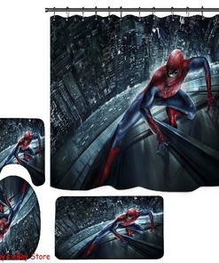 Spiderman Foot Mat Bathroom Shower Curtain - Bathroom Accessories