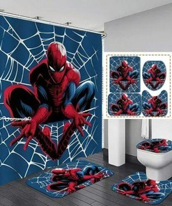 Spiderman Marvel Cartoon Shower Curtain for Fun Bathroom Decor & Accessories