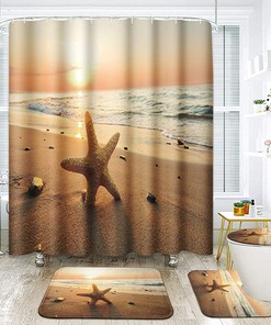 Starfish Beach Sunset Ocean Shower Curtain - ArtSocket Bathroom Decor