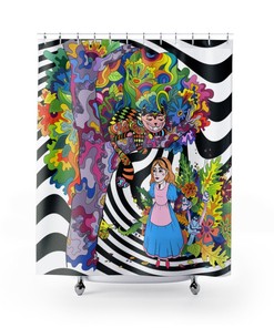 Steampunk Alice Trippy Boho Custom Shower Curtain for Bathroom Home Decor