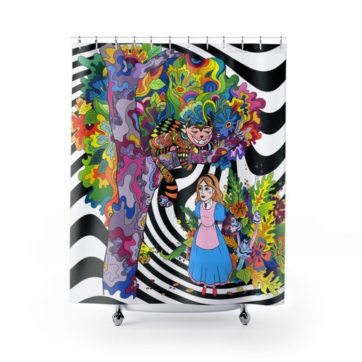 Steampunk Alice Trippy Boho Custom Shower Curtain for Bathroom Home Decor