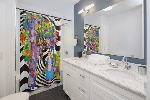 Steampunk Alice Trippy Boho Custom Shower Curtain for Bathroom Home Decor - Image 2