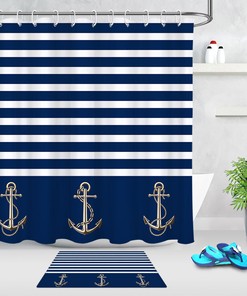 Striped Sailor Shower Curtain Bathroom Decor