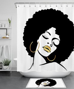 Stunning African American Girl Makeup Shower Curtain - High Quality Waterproof Fabric