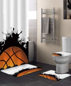 Stylish Hand Painting Basketball Print Shower Curtain for Bathroom Decor