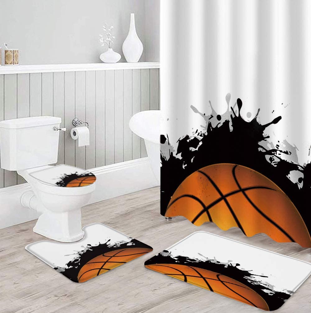 Stylish Hand Painting Basketball Print Shower Curtain for Bathroom Decor - Image 3