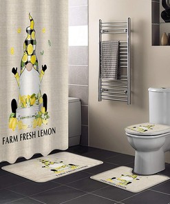 Summer Time Gnome with Lemon Shower Curtain for a Fun and Colorful Bathroom Decor