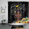 Sunflower Black Shower Curtain Featuring African American Woman for Bathroom Decor