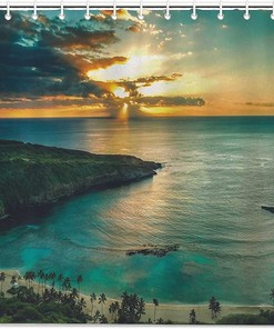 Sunrise Over Hanauma Bay Oahu Hawaii Shower Curtain made from Decorative Fabric for Bathroom Decor