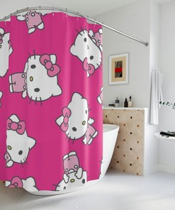 Sweet Hello Kitty Shower Curtain, Cute Bathroom Decor