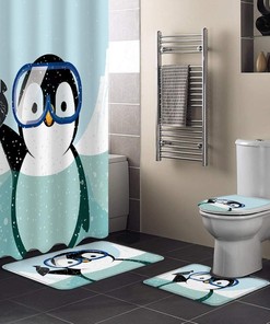 Sweet Penguin Animal Pattern Shower Curtain for Bathroom Decor