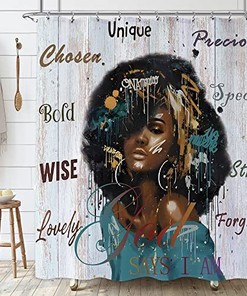 Teal Beauty African American Woman Shower Curtain - Inspiring Bathroom Decor