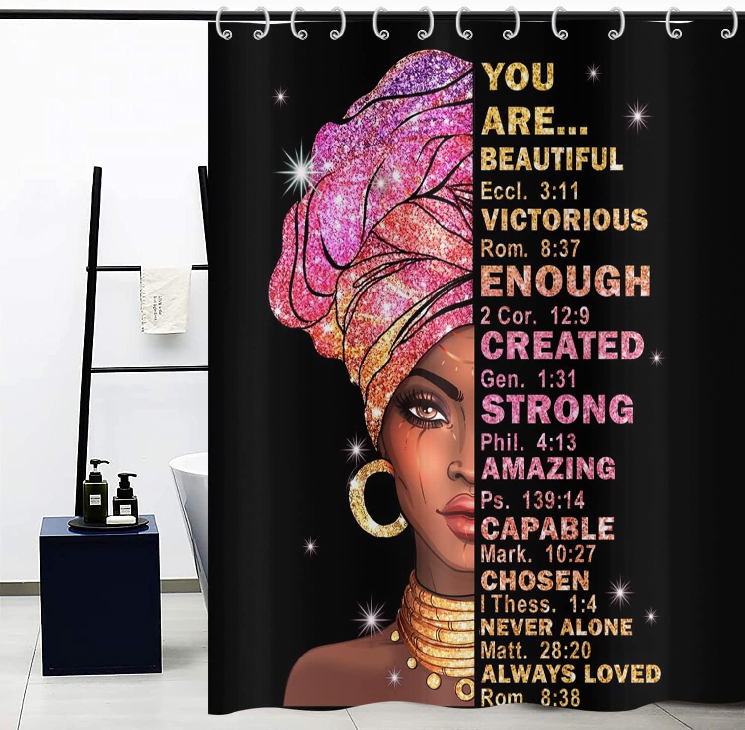 Terracotta Navy Blue Leaf Shower Curtain for Minimalist and Relaxing Bathroom Decor - Image 2