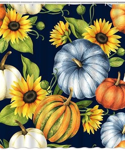 Thanksgiving Pumpkin and Sunflower Fall Shower Curtain for Your Bathroom