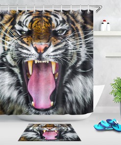 Tiger Roar Fabric Shower Curtain Bathroom Decor