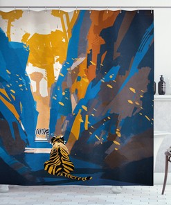 Tiger Striped in City African Shower Curtain for Chic Bathroom Decor