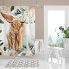 Tribal Feathers Shower Curtain, Highland Cow Bathroom Accessory for Kids Room