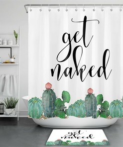 Tropical Cactus Shower Curtain Get Naked Bathroom Decor